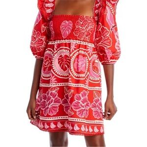 FARM Rio Red and Pink Floral Mini Dress
